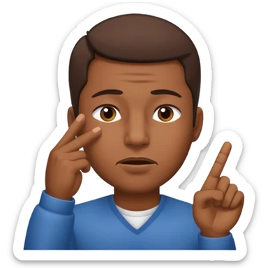 Emoji de hombre haciendo silencio y señalandose la cabeza con los ojos cerrados sticker