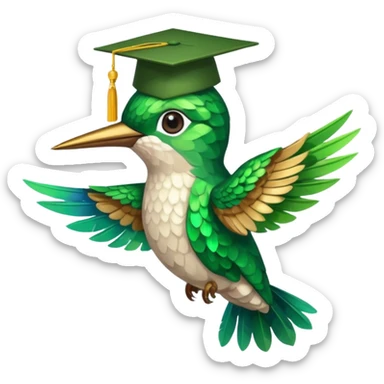 Un colibri con birrete de graduación  sticker