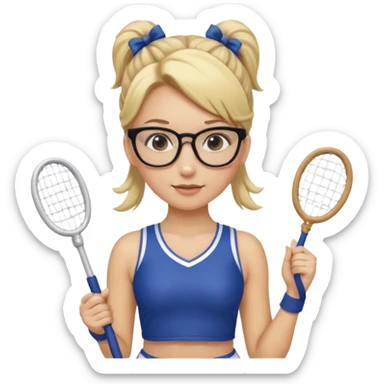  Sexy Dominatrix blonde hair and glasses full body with whip in a cheerleaders outfit  hair ties back sticker