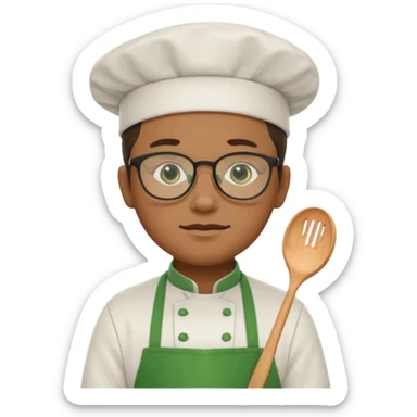 chef with green apron, wearing glasses sticker