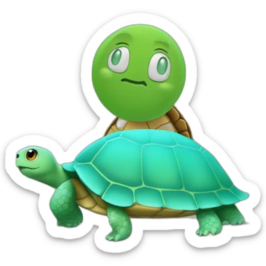 Une tortue sur un autre sticker