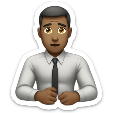 man frustrated at office sticker