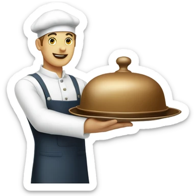 waiter hands with tray and cloche sticker