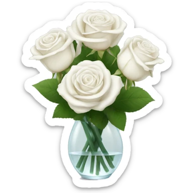White rose bouquet in a glass vase sticker
