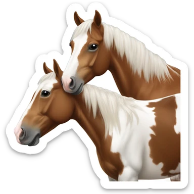 Happy paint horse with bay quarterhorse  sticker