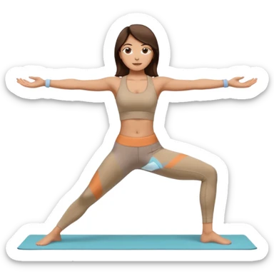 Brunette girl yoga in beige  sticker