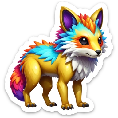 Shiny Epic Edgy Cute Colorful Vibrant Modern Vernid-Protogen-creature-animal, full body sticker