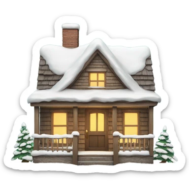 christmas house covered in snow sticker
