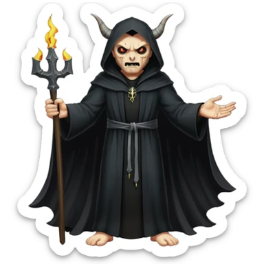 A preacher who's actually a demon.... but Noone knows it yet, in the style of your bleeding skull art. Dark gritty and menacing art style. Like in a doom game, full body sticker