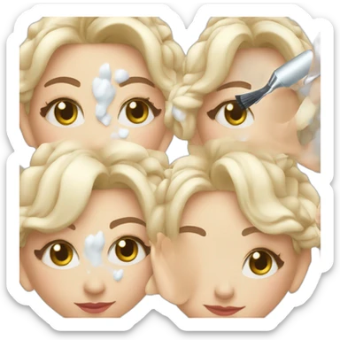 Cosmetologist does facial cleansing sticker