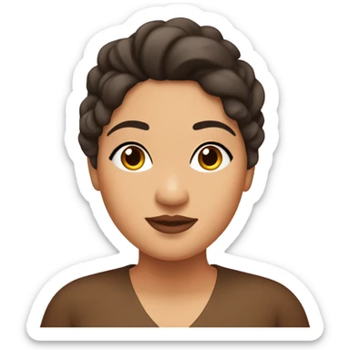 pleasantly chubby hispanic female who is brunette with long eyelashes and full lips with below shoulders not braided, teaching  sticker