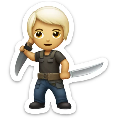 persona bionda con un fischietto e un machete in mano sticker