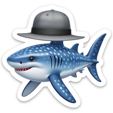 whale shark in a hat sticker