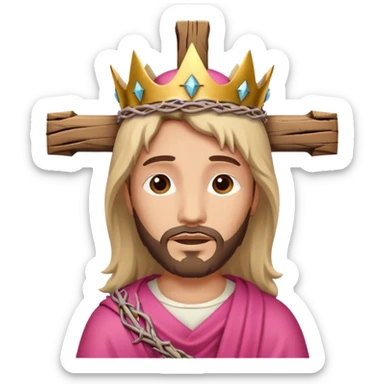 Pink cross with jesus sticker