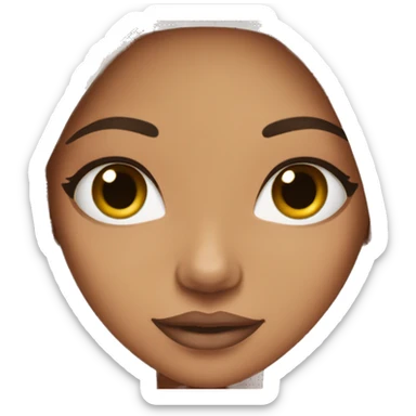 girl with straight dark and long hair with tan skin and nude/pinkish lip combo  sticker