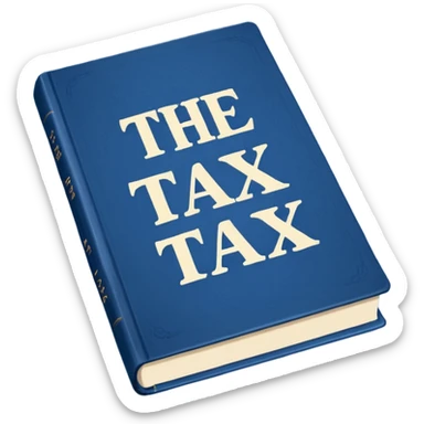 a blue book that says "the tax law" sticker