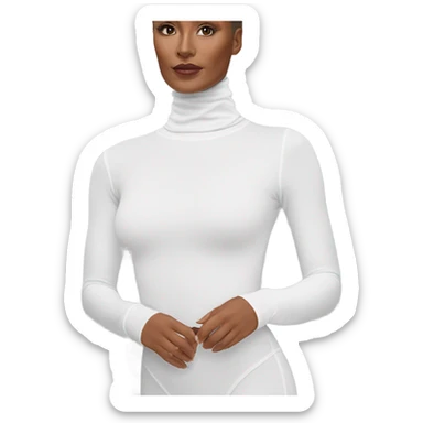 white long-sleeve turtle-neck bodysuit sticker
