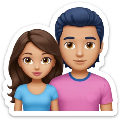 a pretty tan bratz girl with long brown hair and white bratz man with short wavy black hair sticker