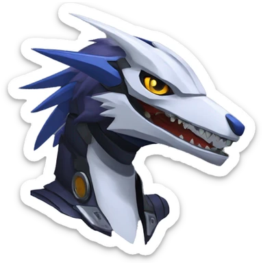 Edgy Anthro Futuristic Mechanical Sergal-raptor-nargacuga-vernid sticker