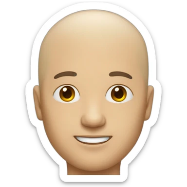 a bald man with a falling wig sticker