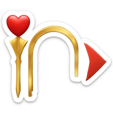 Gold arch with arrow and red heart sticker