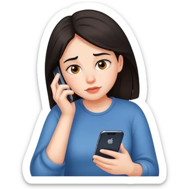 Lazy girl on her phone with dark hair sticker