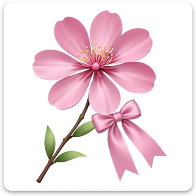sakura flower with a ribbon tied around stem sticker
