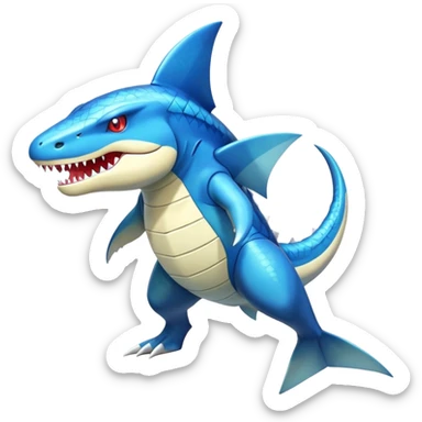 Shiny Exotic Colorful epic Sharpedo-Garchomp-Gabite-Salamence-Koraidon-Feraligatr-Fakémon-hybrid-creature (full body)  sticker