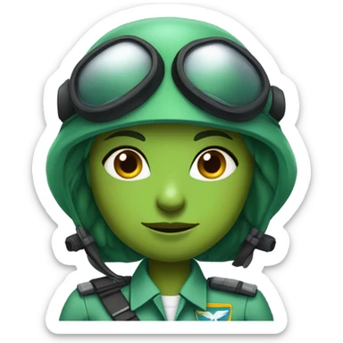 green alien reptilian woman pilot sticker
