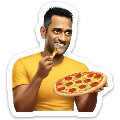 Ms dhoni eating pizza sticker