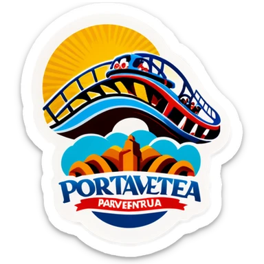 Roller coaster with the name « Portaventura » sticker