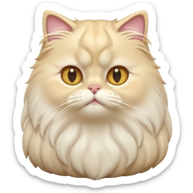 A 3D cartoon Persian cat with soft cream-white long fur, round face, golden eyes, gentle expression, cinematic Memoji-style lighting. full body or half body. sticker