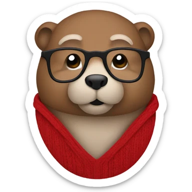 groundhog with red sweater and glasses sticker