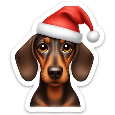 brown daschund with santa hat sticker