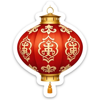 red beige ornamented chinese lantern sticker