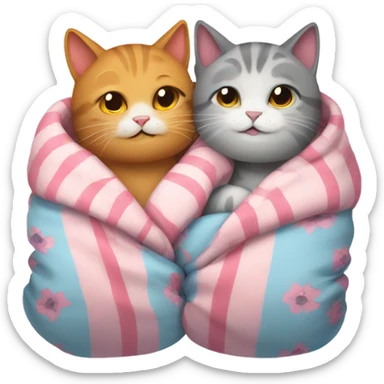 cozy cats  hug in pajamas sticker