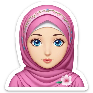 Turkish beautiful finish Konya girl blue eyes with hijab and Sakura dress sticker