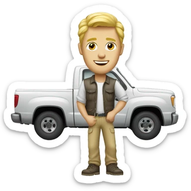 Blonde dude detailing a truck sticker