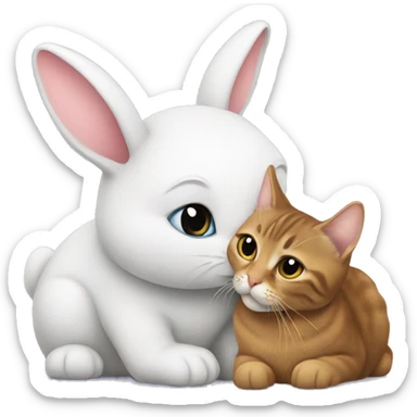 Bunny kissing a cat sticker