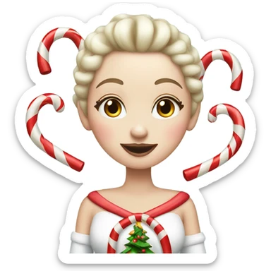 White skin Queen with candy canes celebrating Christmas  sticker