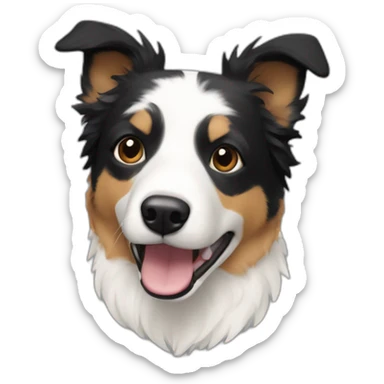 dog, short-hair, mostly-black, white-feet, white-chest, white-stripe-down-face, border-collie-mcnab-terrier sticker