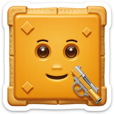 Cheez it with a gun to its head sticker