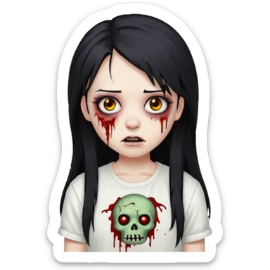 zombie girl with emo long hair white and white shirt emoji sticker