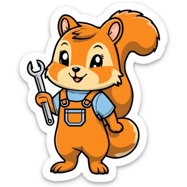 Girl Squirrel Mechanic  sticker