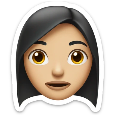 A girl with long straight black hair and brown eyes is angry sticker