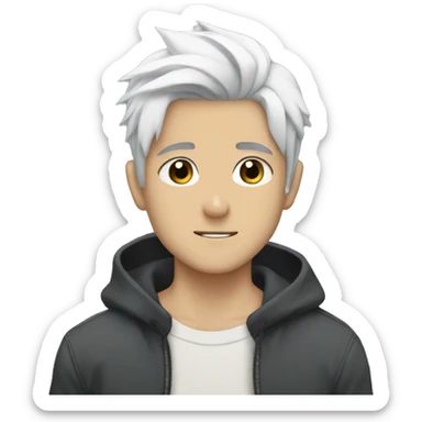 Anime Boy with short faded Sliver White hair sticker