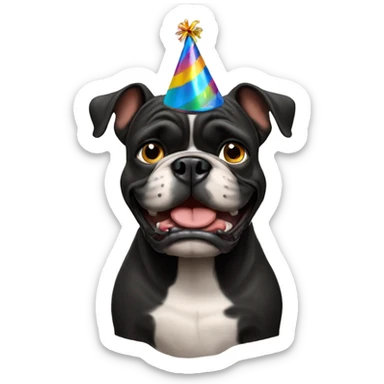 Black bulldog birthday sticker