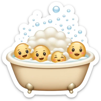 Beige bath with white foam sticker