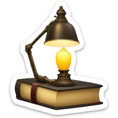 vintage lamp with open book sticker