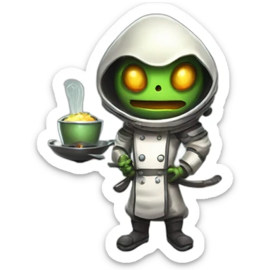 alien chef scifi roguelike rpg style inspired by slay the spire digital art sticker